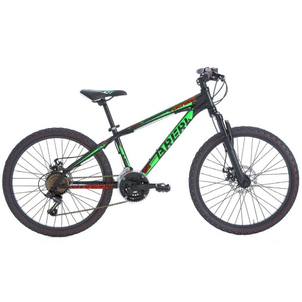 Bici Uomo 24" OXYGEN cambio 21v. nero-verde/lucido BRERA