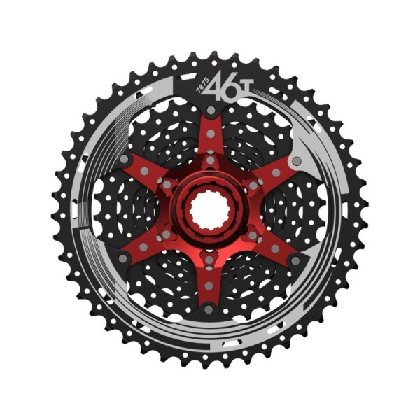 Ruota libera a Cassetta 10 Velocità 11-46 Nero/Rosso SunRace