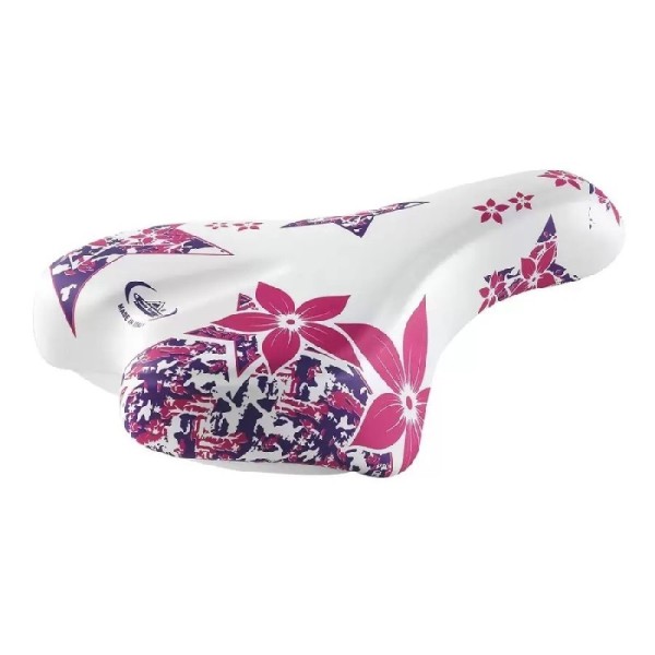 Sella bici Flowers Bambina 16"20" bianca-rosa