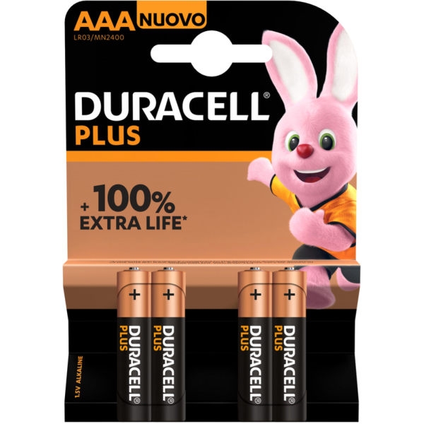 Batteria Ministilo AAA Plus LR03/MN2400 Blister 4 Pezzi Duracell