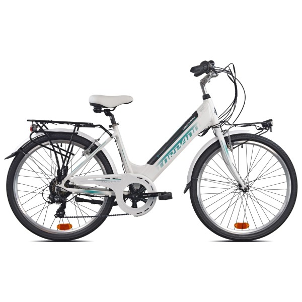 Bici Elettrica 26" City Bike Venus T260 7v Alluminio Freni V-Brake Bianca Torpado