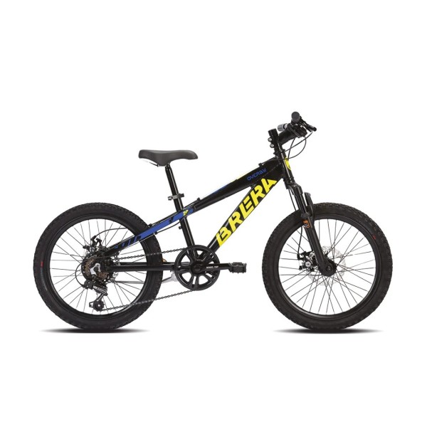 Bici 20" Bambino OVERBY Alluminio Freni Disco Mollegiata 6v Nero/gialla BRERA