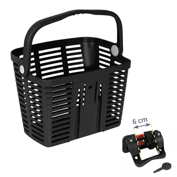 Cestino Bici Anteriore PLAZA in Plastica Nero Aggancio Rapido Diametro 6cm Bellelli