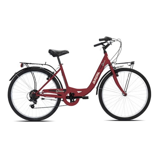 Bici Donna 26" GINEVRA 1 Vel. Acciaio Rosso Scuro BRERA