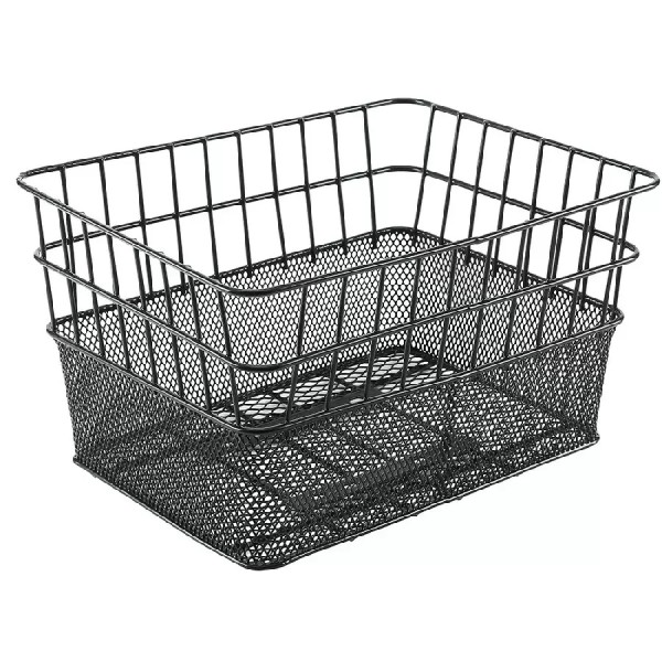 Cestino Bici Posteriore Rettangolare 40x30x22cm Doppia Maglia Nero MvTek